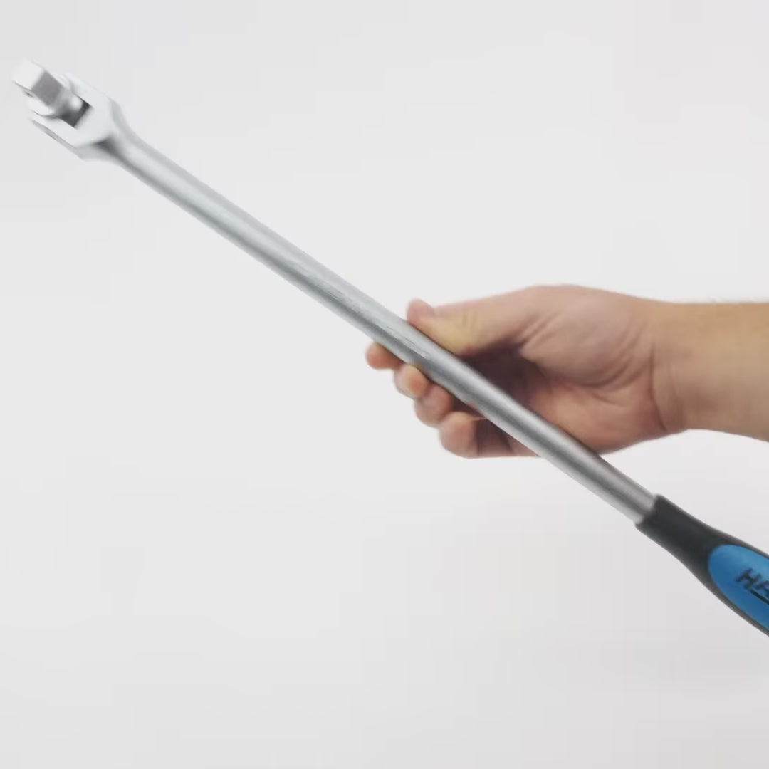 Load video: Hazet 914-18 1/2" Breaker Bar with Swivel Head 472mm