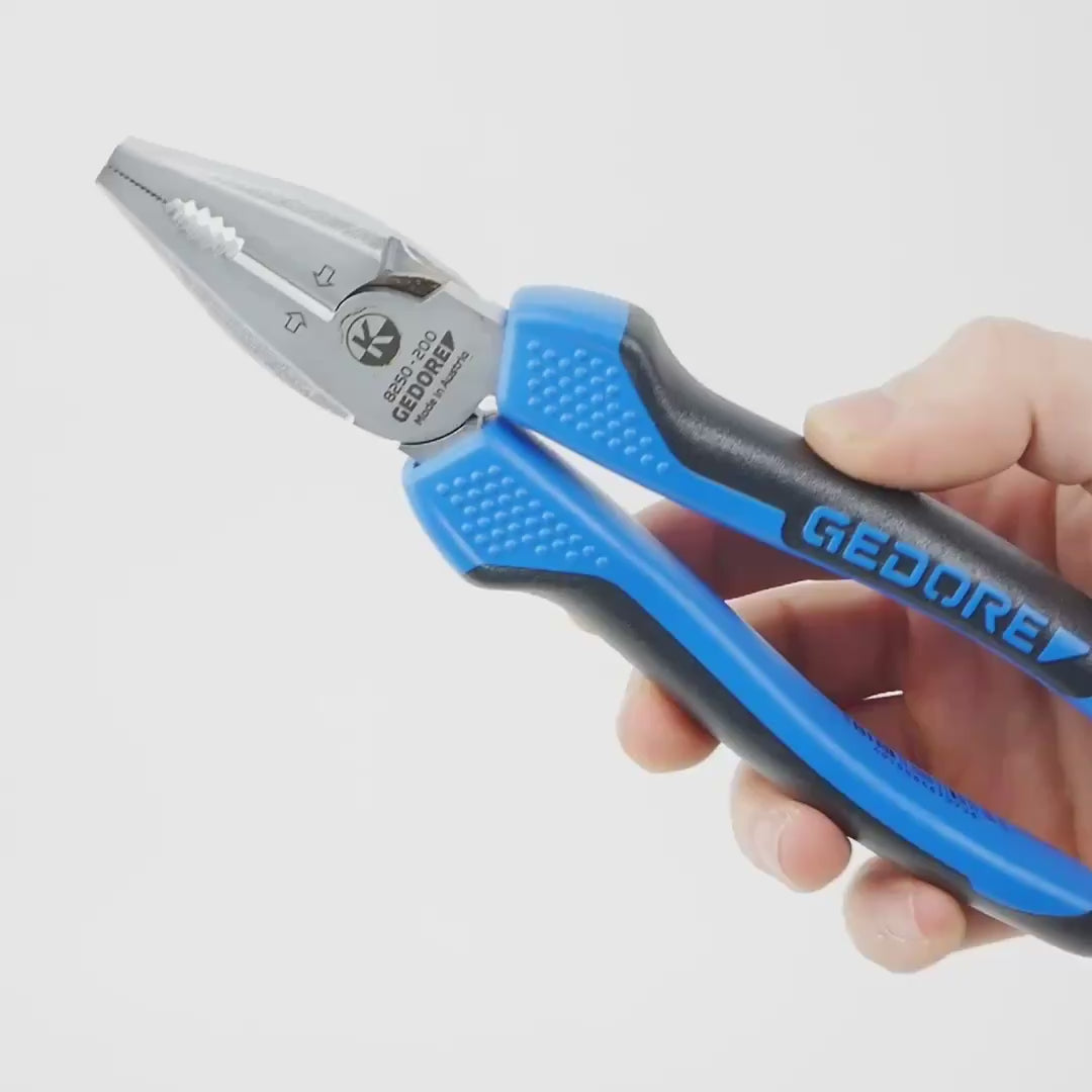 Load video: Gedore 8250-200 JC Power Combination Pliers, 200 mm
