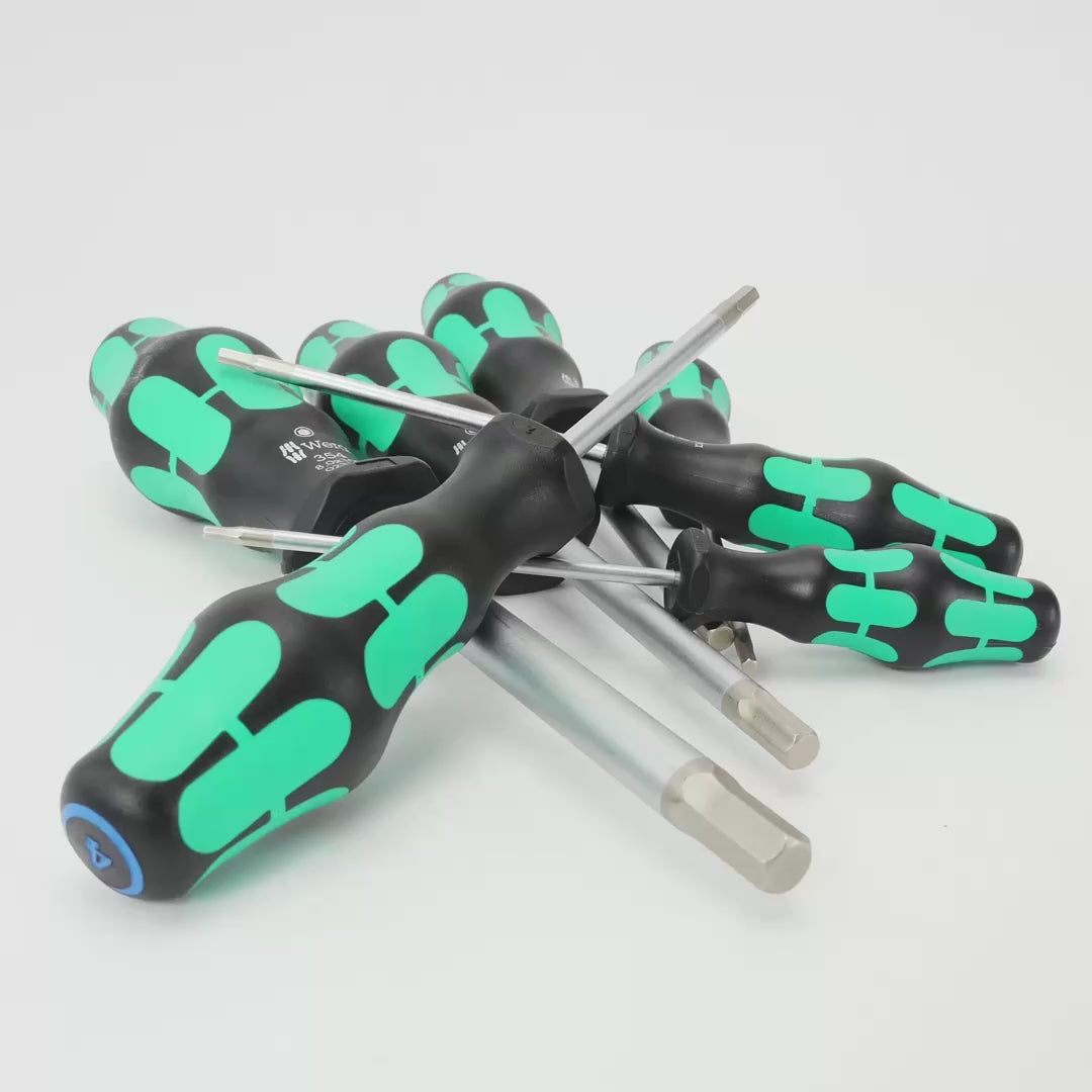 Load video: Wera Kraftform Plus Metric Hex Screwdriver Set, 7 Pieces