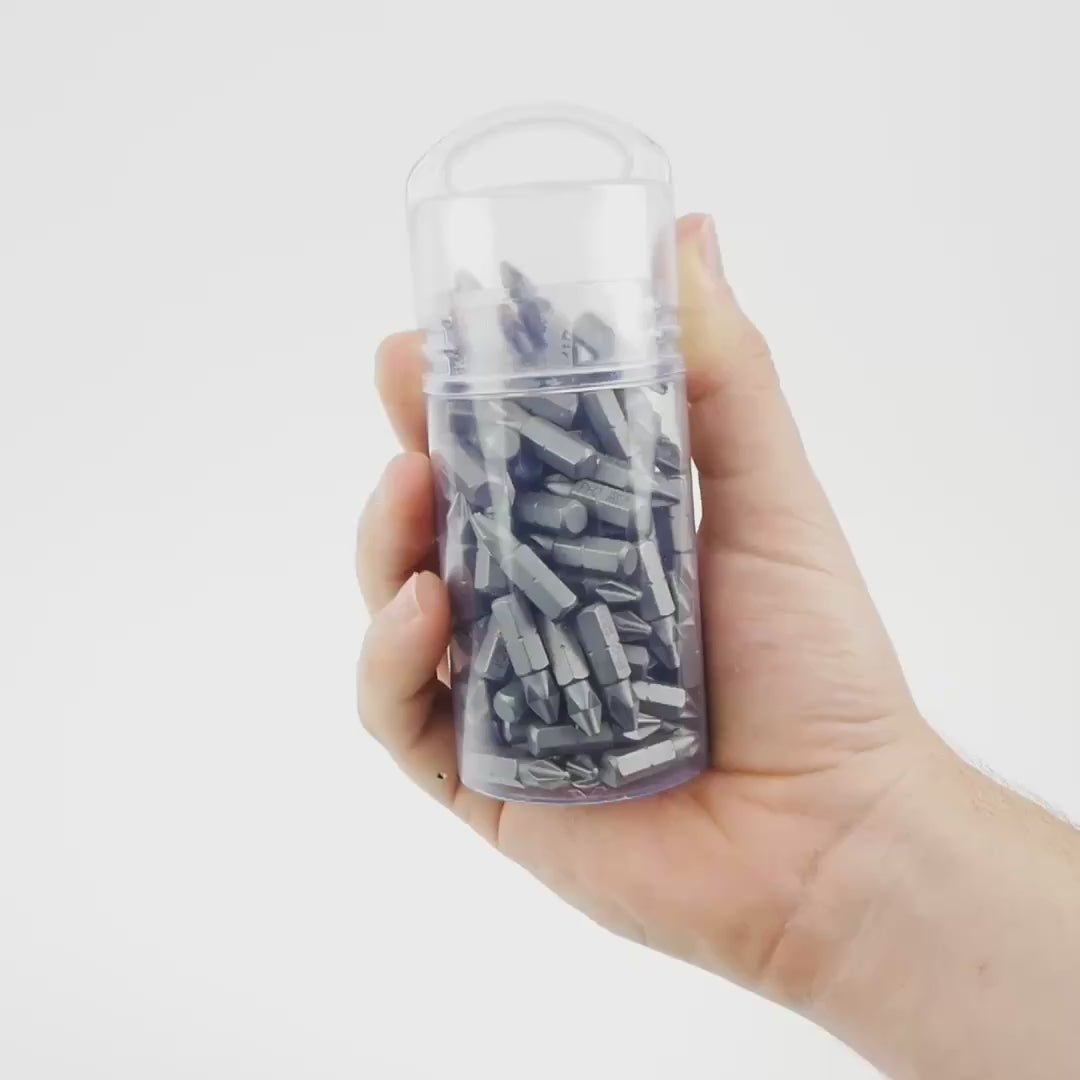 Load video: Wera 072441 DIY PH 2 x 25mm Phillips Insert Bit - 100 Pack