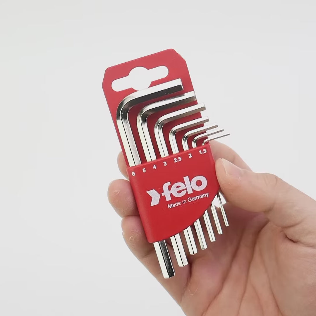 Load video: Felo Metric Hex L-key Set, 1.5 - 6 mm, 7 Pieces