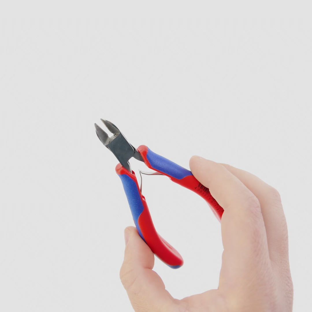 Load video: Knipex 4.7" Electronics Diagonal Cutters Carbide Metal Cutting Edges - MultiGrip