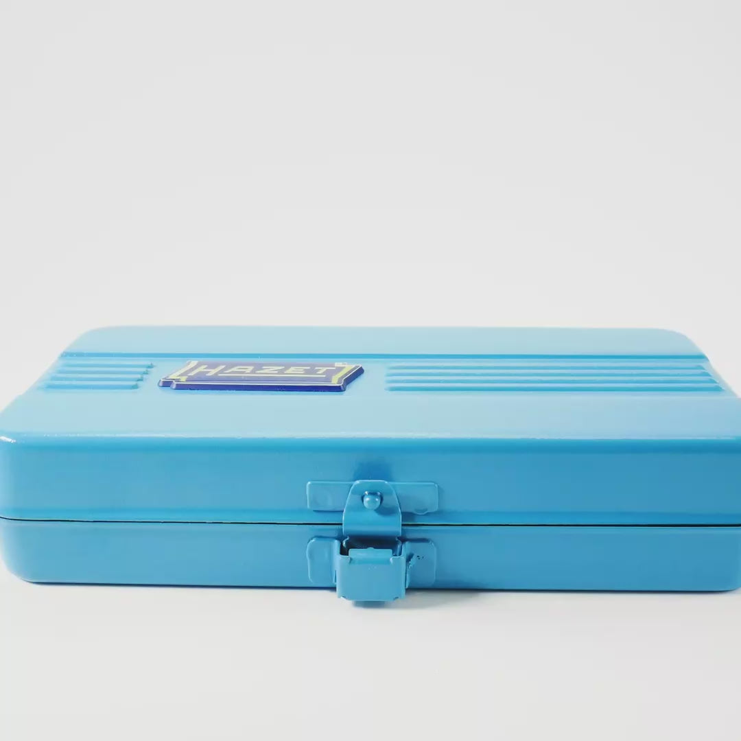 Load video: Hazet 2272KL Compact Metal Tool Box, Empty - 225 x 123 x 46 mm
