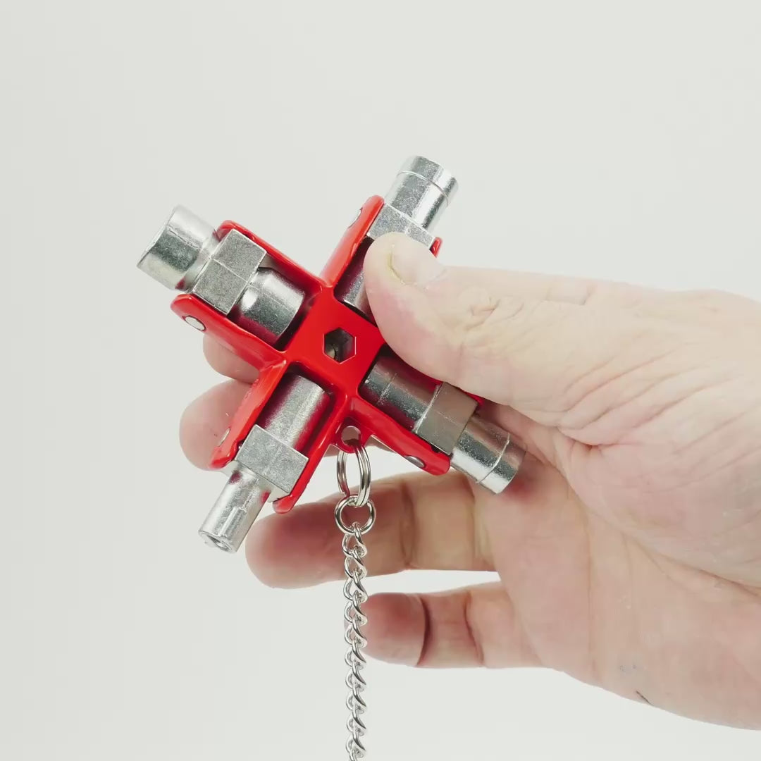 Load video: Knipex Universal Key for all standard cabinets and shut-off systems