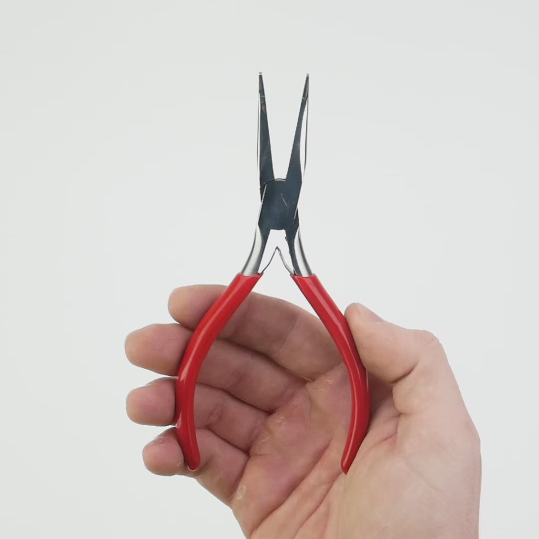 Load video: NWS 5.75" Bent Chain Nose Pliers - 45 Degree - MicroFinish - Plastic Grip
