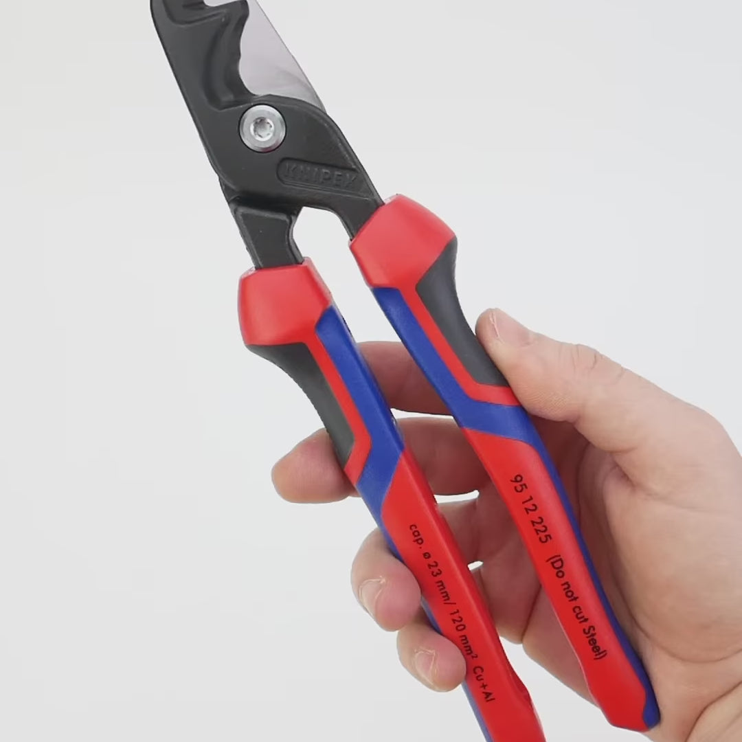 Load video: Knipex StepCut XL Cable Shears, 9"