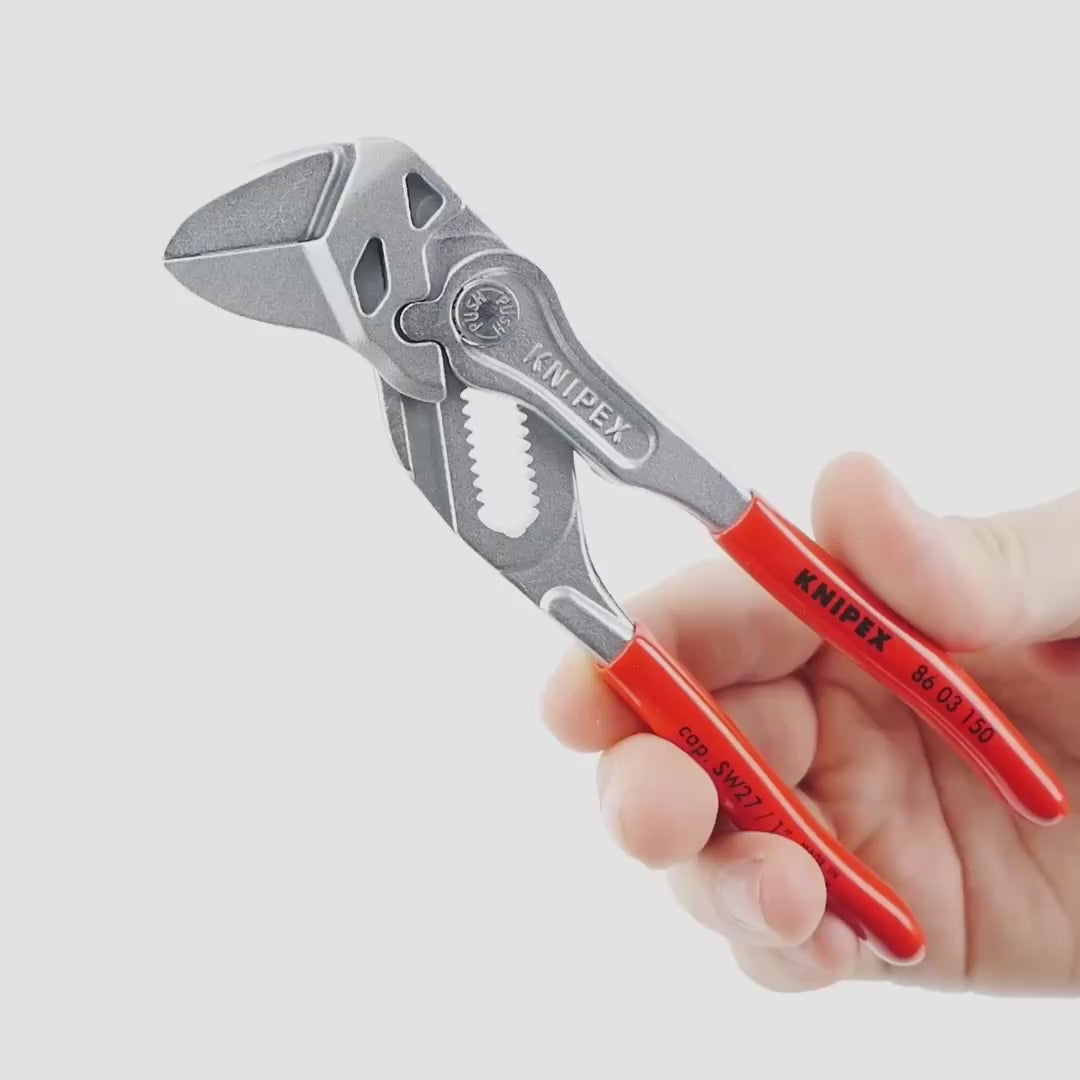 Load video: Knipex 6" Pliers Wrench - Plastic Grip