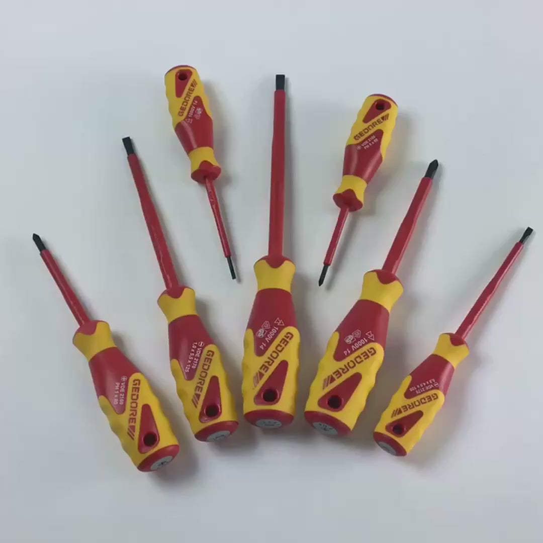 Load video: Gedore VDE 2170-2160 PH-077 VDE Screwdriver set 7 pcs IS 2.5-6.5 PH 0-2