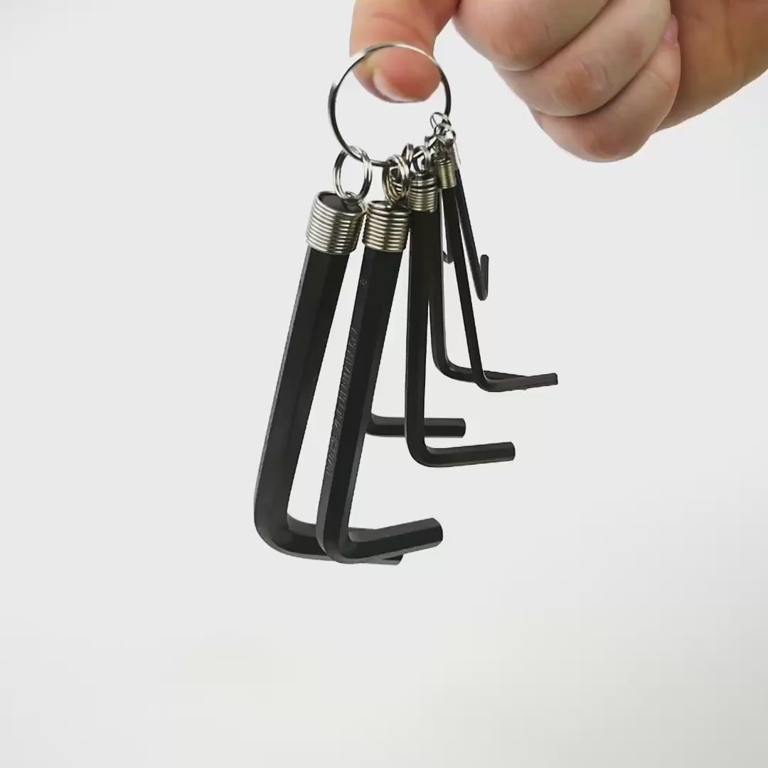 Load video: Heyco Short Arm Hex Metric L-key Set on Keyring, 8 Pieces