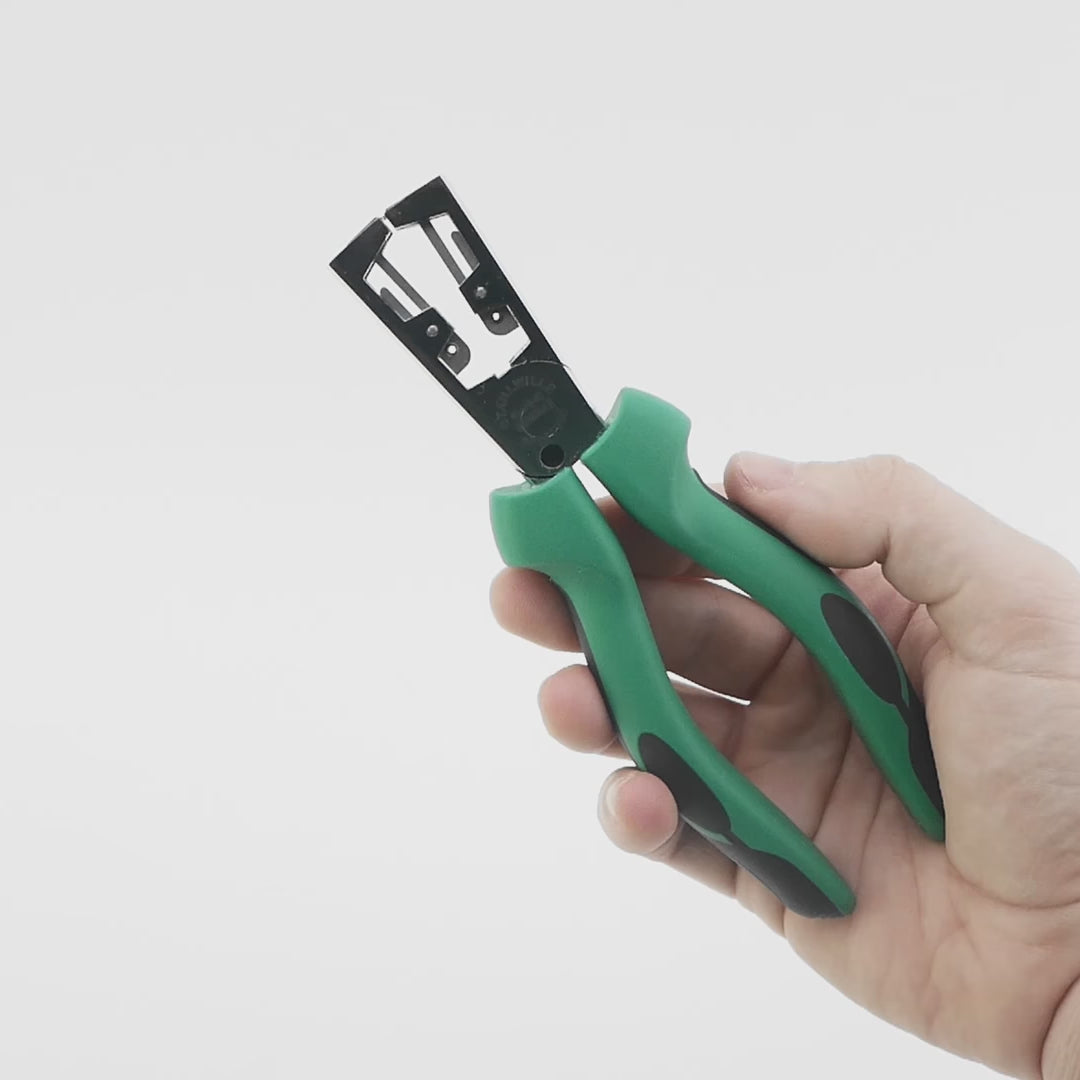 Load video: Stahlwille 6624 Wire Stripping pliers, 160 mm, Chrome, Multi-Component Handles
