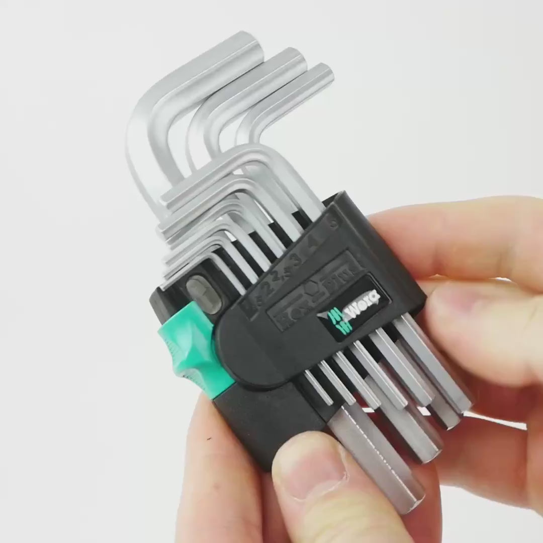 Load video: Wera 021406 Metric Chrome Hex L-key Set
