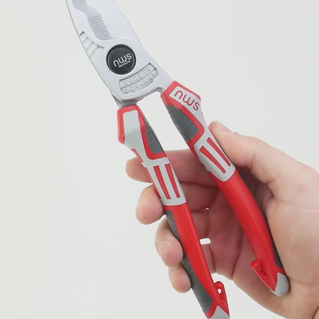 Load video: NWS 8.25" Cable Cutter - Matte Chromium - SoftGripp, Tethered Attachment