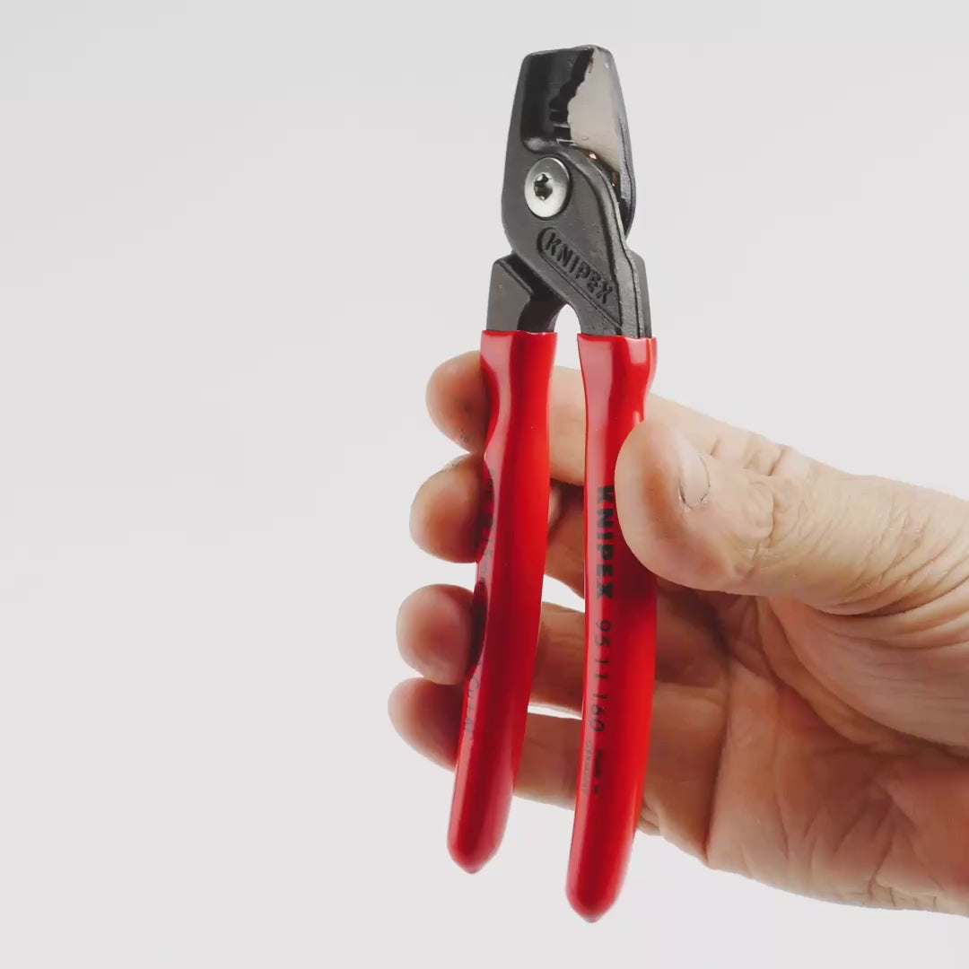 Load video: Knipex Cable Shears with StepCut Edge, Plastic Grip