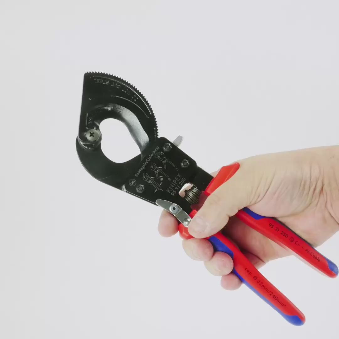 Load video: Knipex 10" Cable Cutters (ratchet action) - MultiGrip