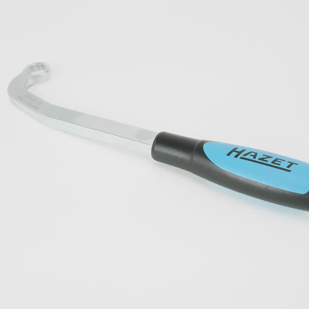 Load video: Hazet 2849-15 Turbo charger wrench 15mm