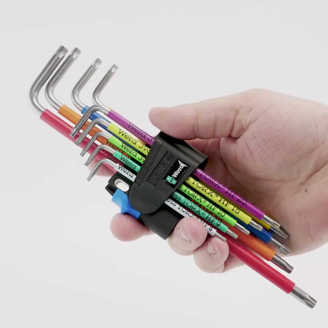 Load video: Wera 022689 Multicolor Torx HF Stainless L-key Set