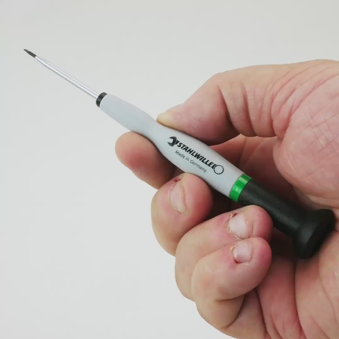 Load video: Stahlwille 4751 Precision Slotted Screwdriver, 0.3 x 1.5 mm, Size 4