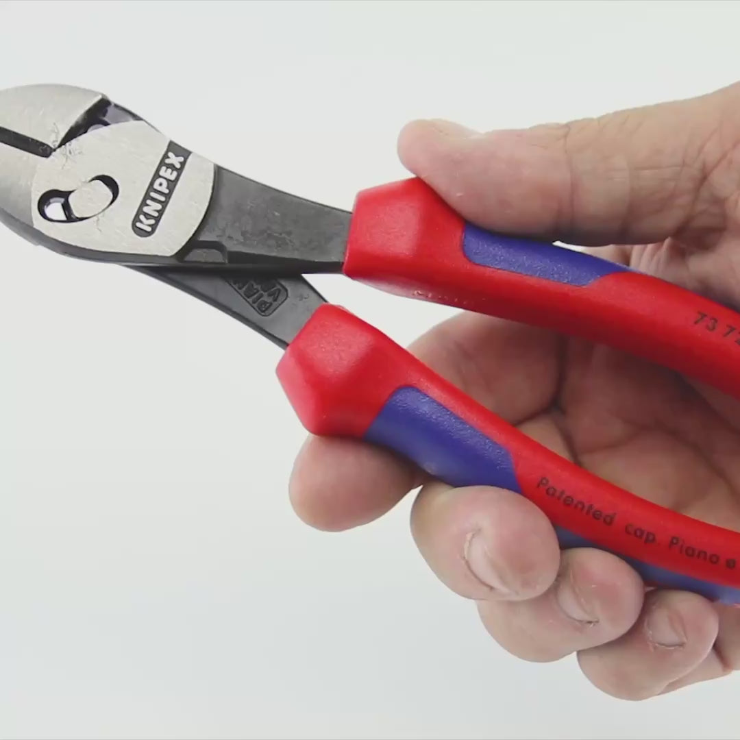 Load video: Knipex 7" Twinforce Diagonal Super Cutter - Comfort Grip