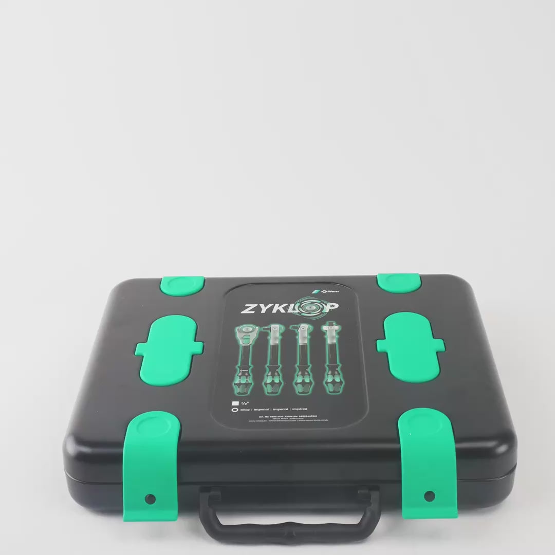 Load video: Wera 003647 Zyklop Ratchet Premium 1/2" Drive SAE Set