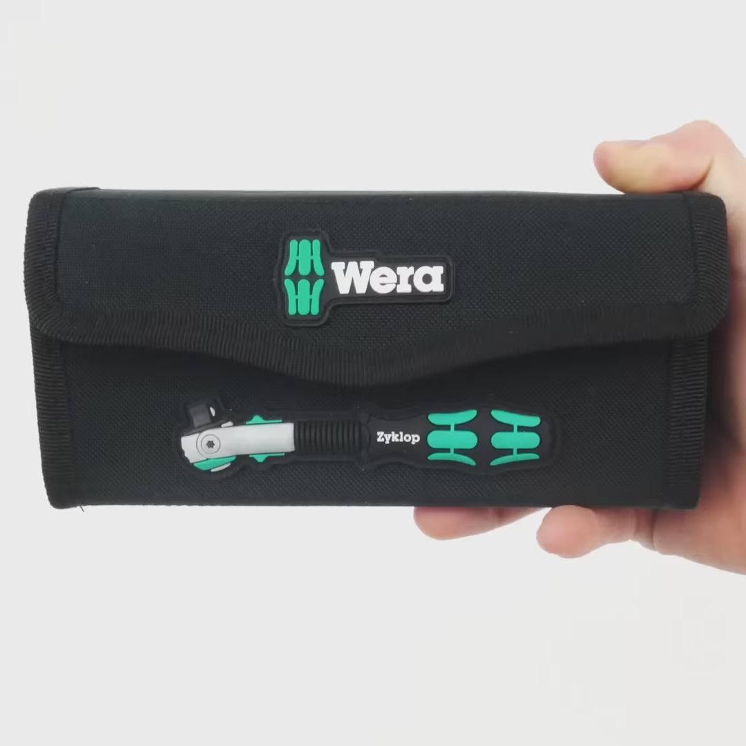 Load video: Wera 004019 Zyklop Speed Ratchet 1/4" Drive SAE Set