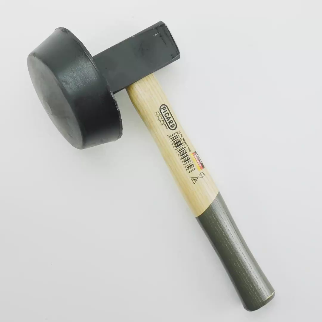 Load video: Picard 68 Pavers' Hammer with Screwed Round Rubber Face, Ash Handle, 2400g