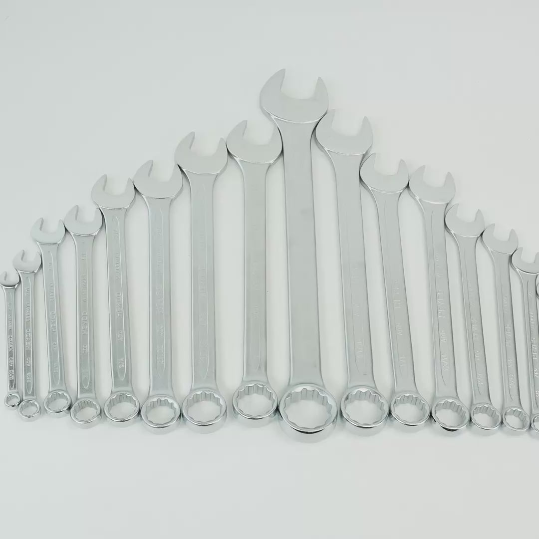 Load video: Heyco SAE 1/4 - 1 1/4" Combination Wrench Set, 17 Pieces