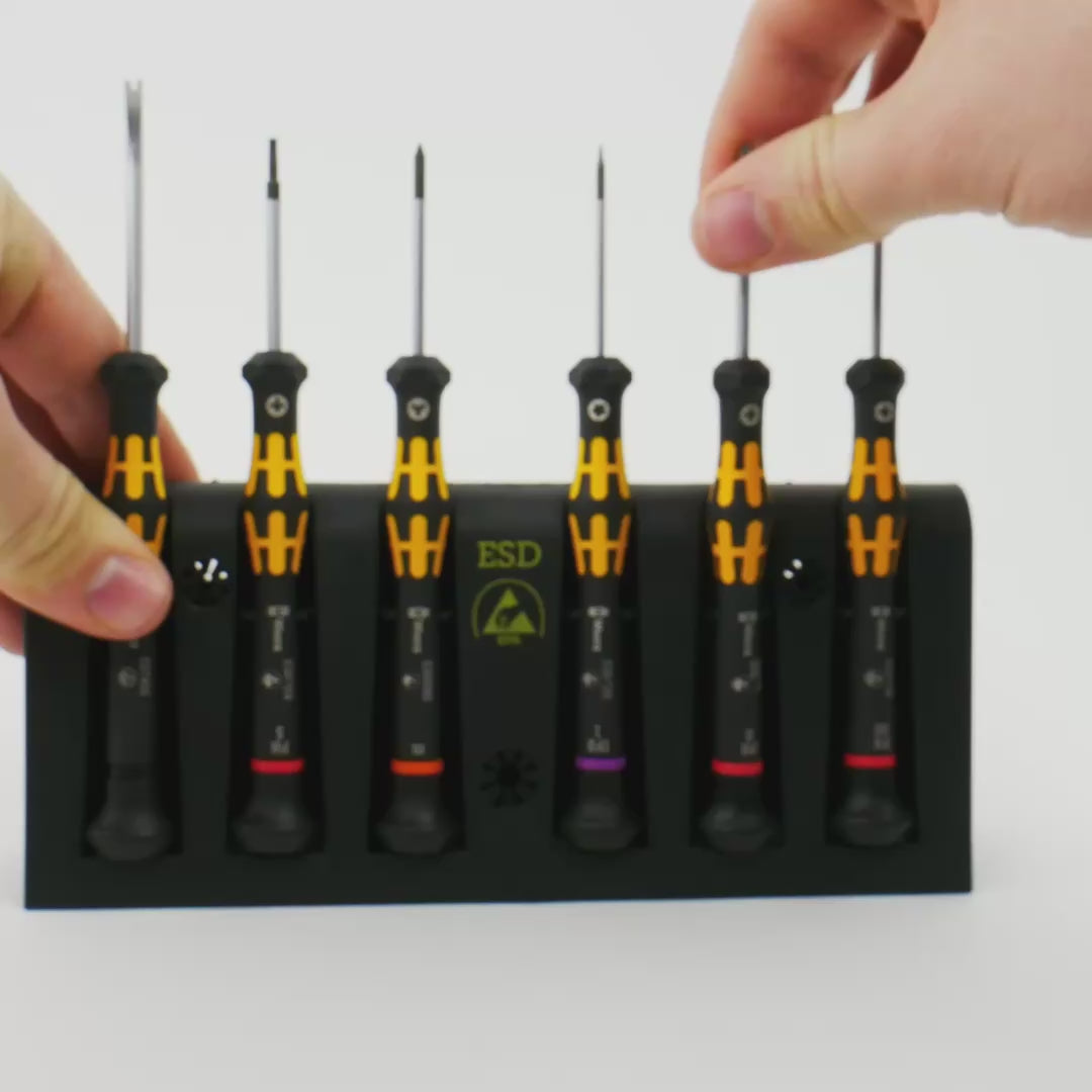 Load video: Wera 030182 Kraftform Micro 6 ESD Smartphone Repair Kit 1