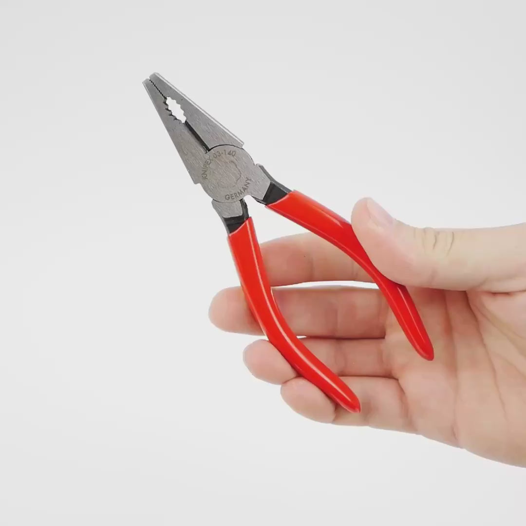 Load video: Knipex 5.5" Combination Pliers - Plastic Grip