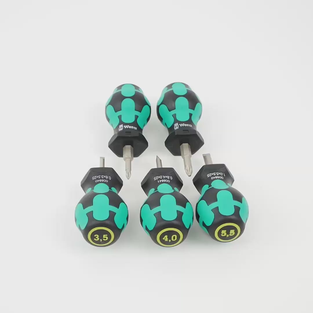 Load video: Wera 008870 Phillips and Slotted Stubby Set 1, 5 Pieces