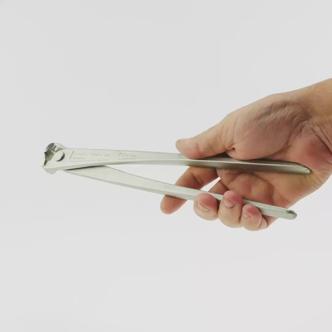 Load video: Knipex 12" High Leverage Concretors' Nippers - Nickel Plated