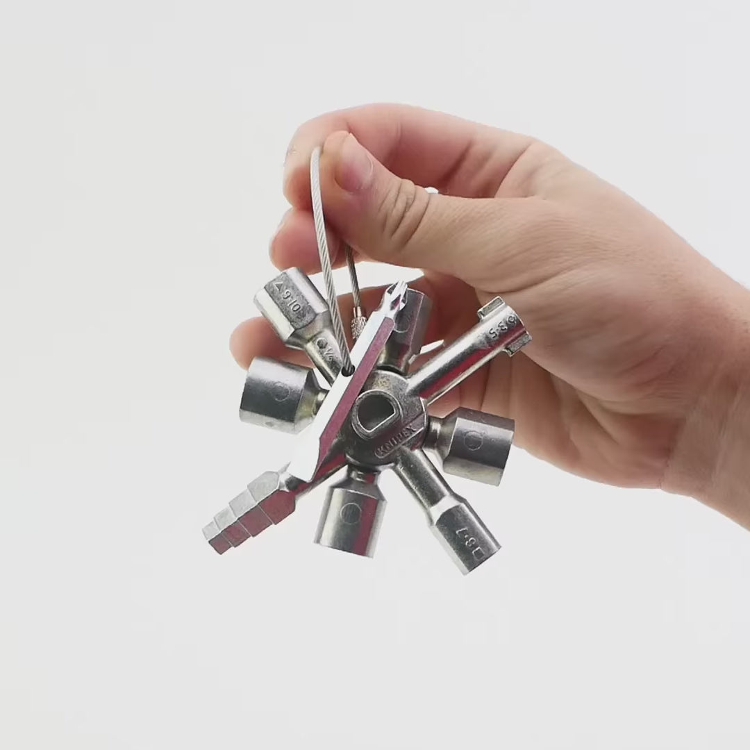 Load video: Knipex TwinKey for all standard cabinets and shut-off systems