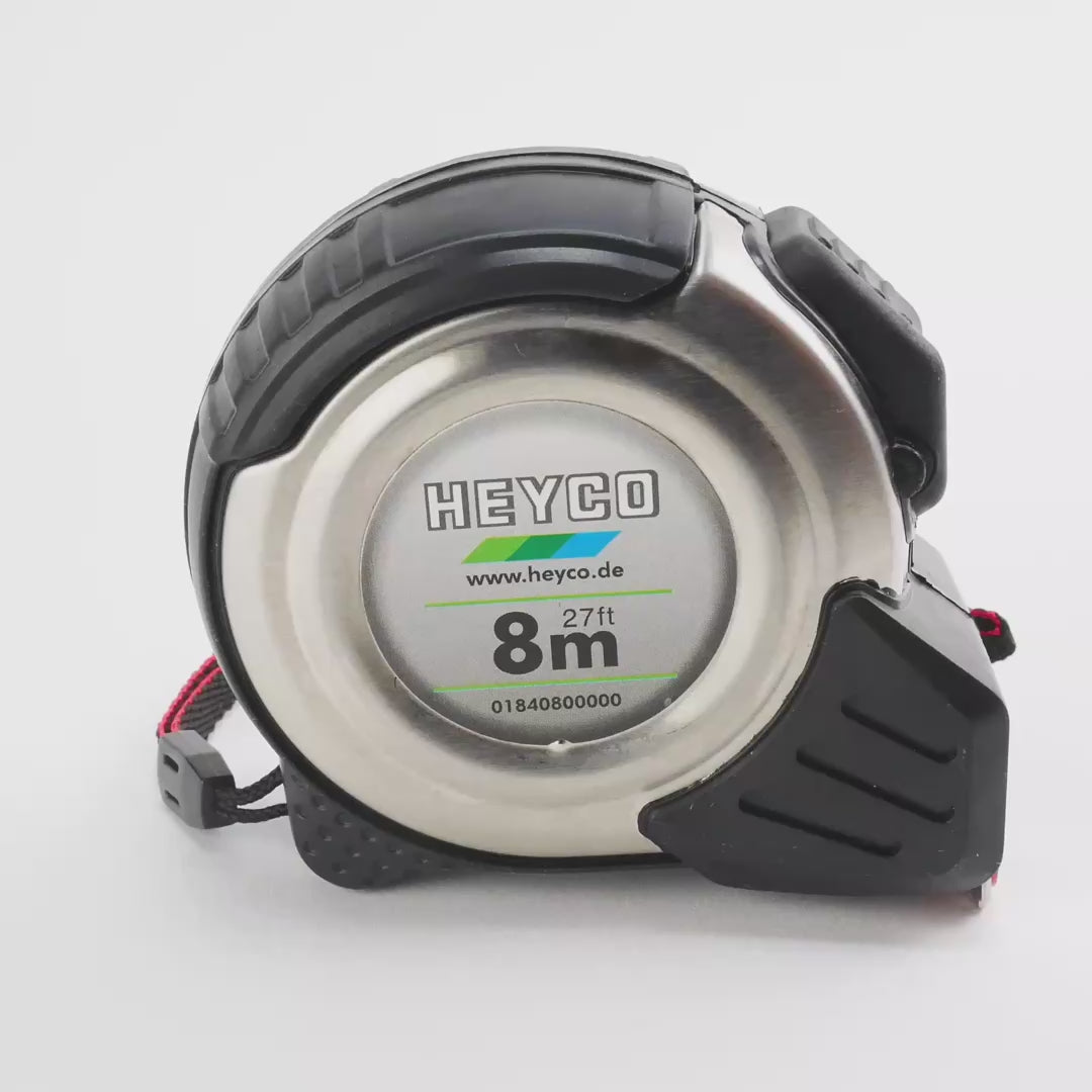 Load video: Heyco Stainless Tape Measure, 8m/27'