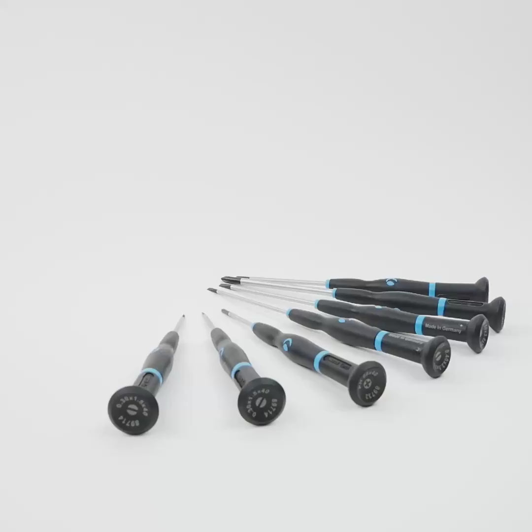 Load video: Witte Pro Wittron Precision Slotted and Phillips Screwdriver Set, 7 Pieces