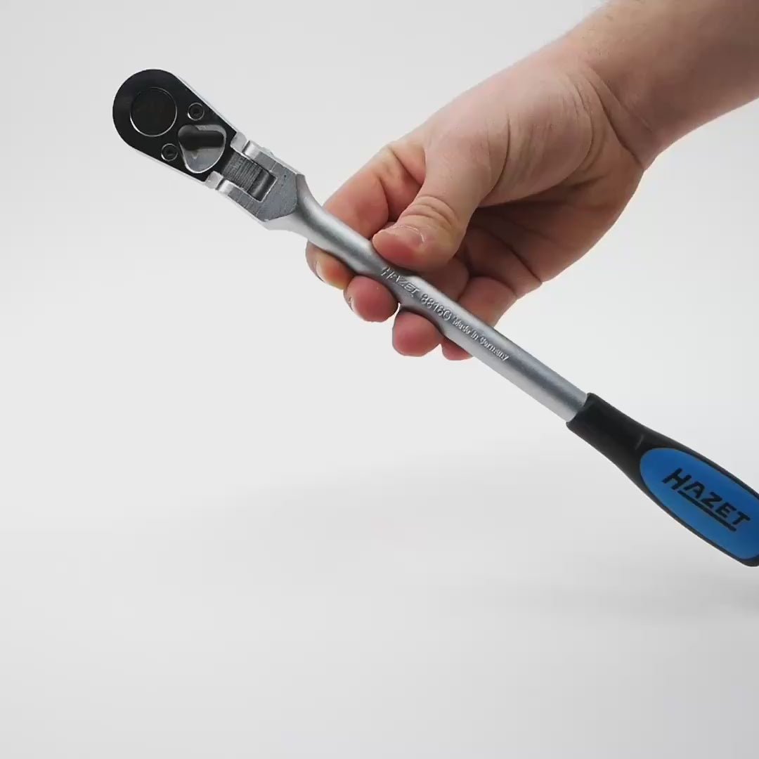 Load video: Hazet 8816G 3/8" Reversible ratchet with hinge joint