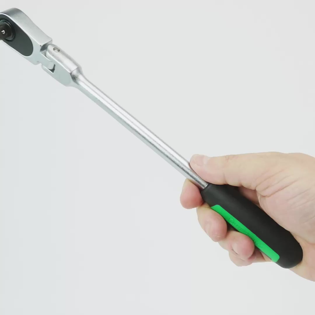 Load video: Stahlwille 452QR Flexible Joint Fine Tooth Ratchet, 3/8" Drive