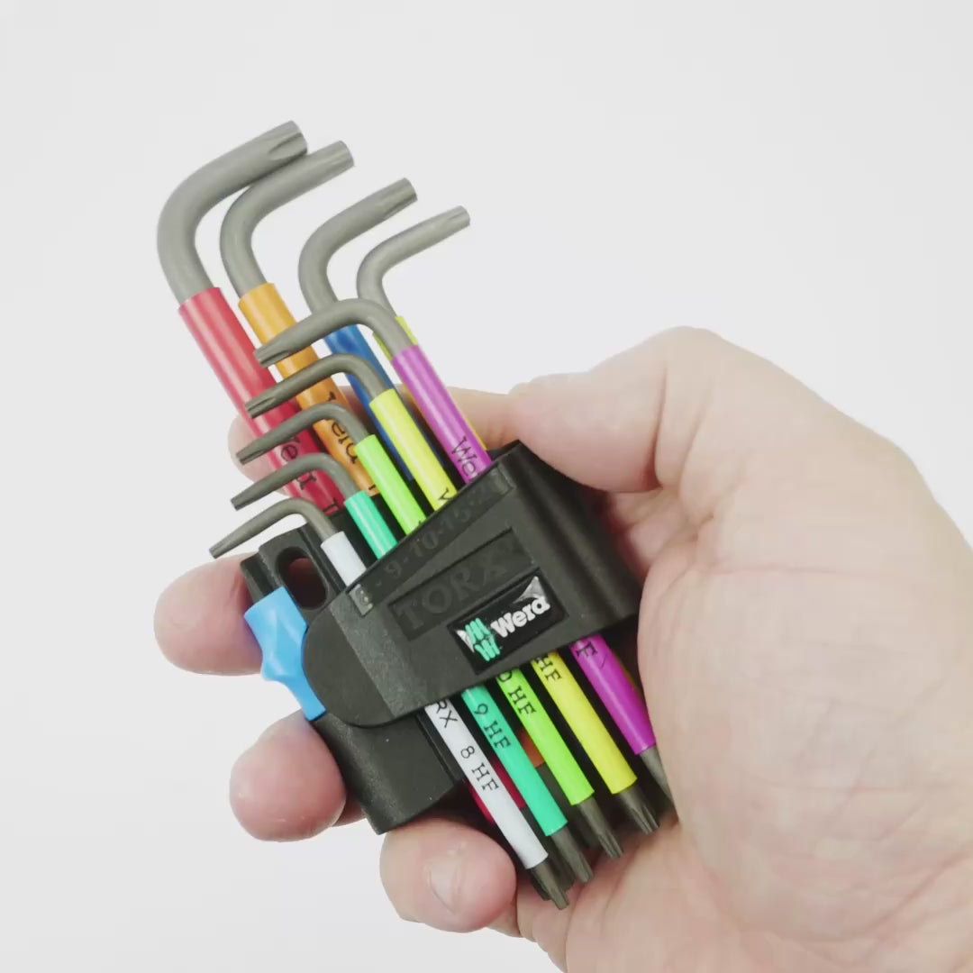 Load video: Wera 024179 Multicolor Torx HF L-key Clip Set