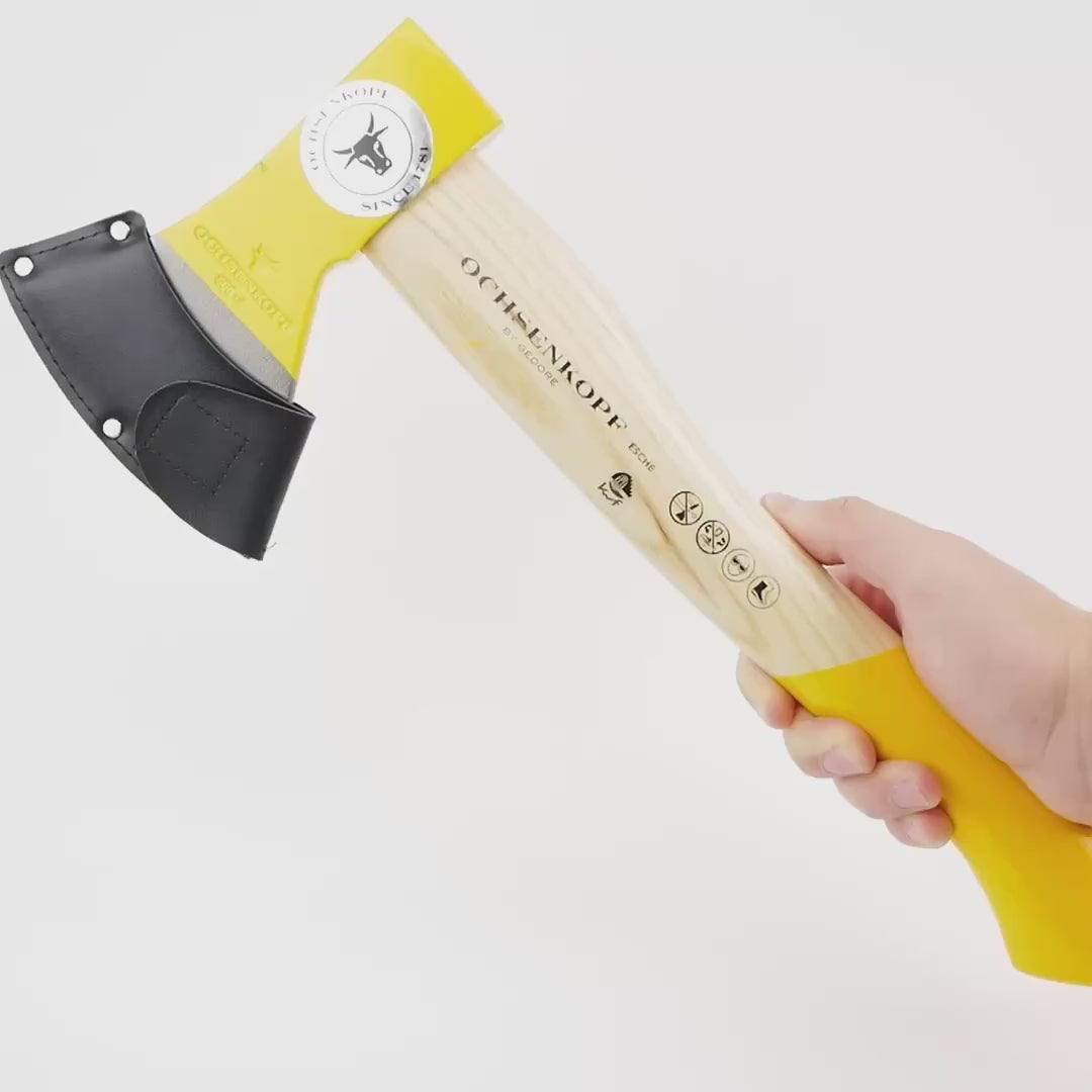 Load video: Ox Head OX 235 E-0602 Forestry Hatchet with Ash Handle, 600g