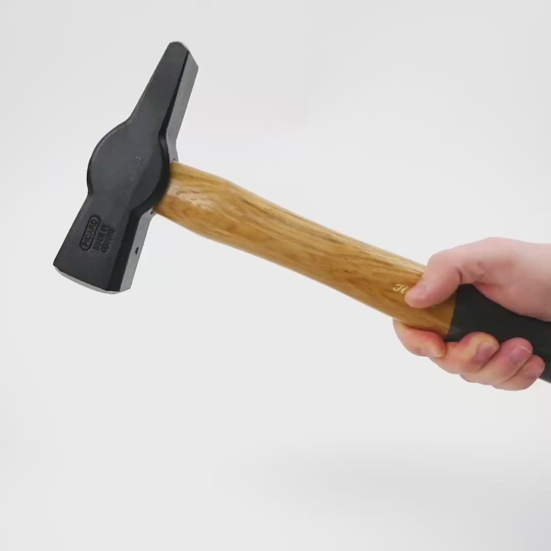 Load video: Picard 8A Blacksmith's Hammer with Hickory Handle, 1500g