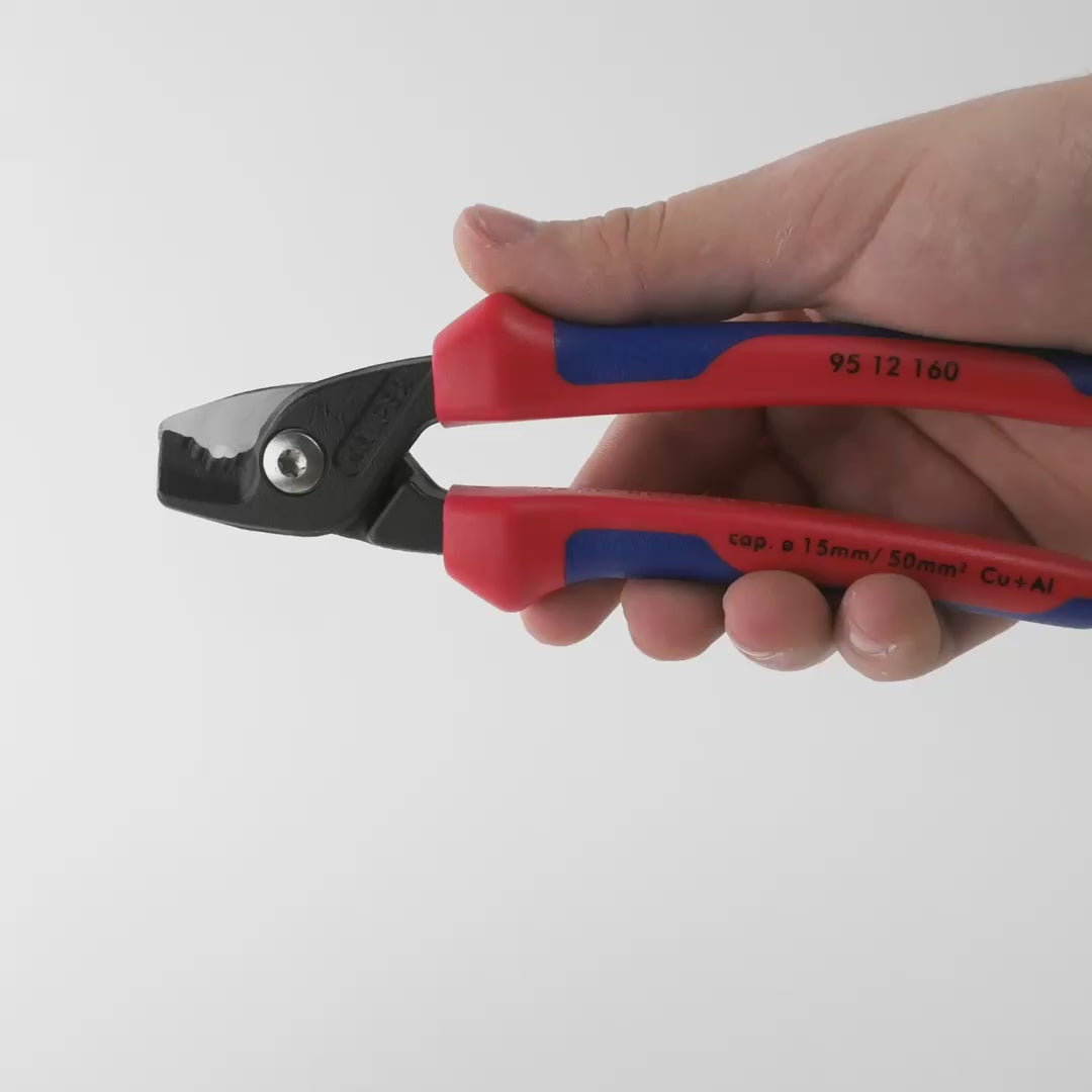 Load video: Knipex Cable Shears with StepCut Edge, MultiGrip