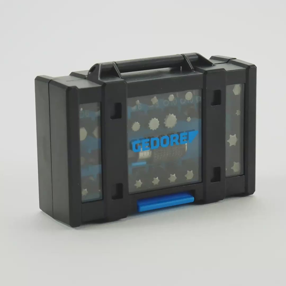 Load video: Gedore 666-032-J Bit Box Industry - 32 Piece Bit Set