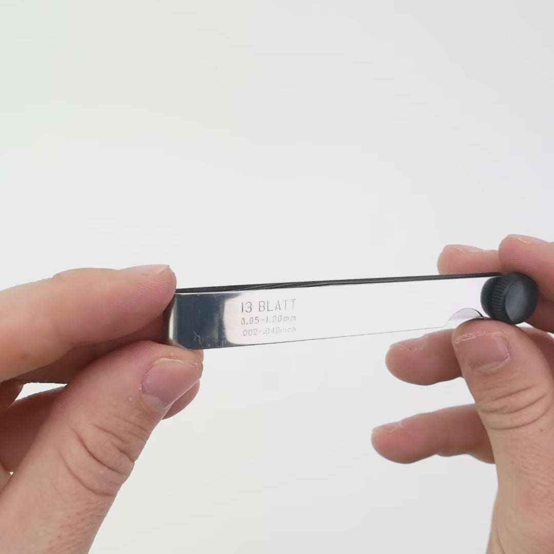 Load video: Heyco Feeler Gauges, Metric/SAE, 13 Pieces
