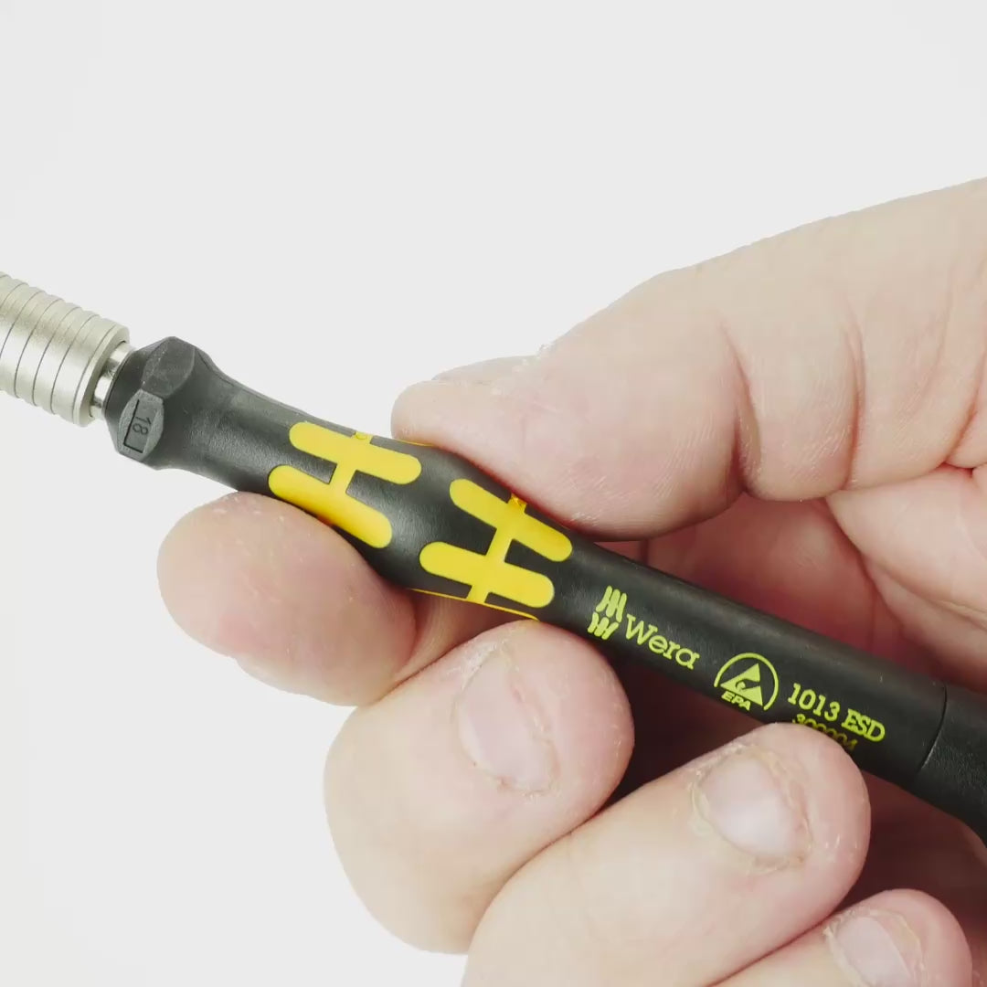Load video: Wera 300004 Kraftform Micro ESD Safe Bitholding Screwdriver