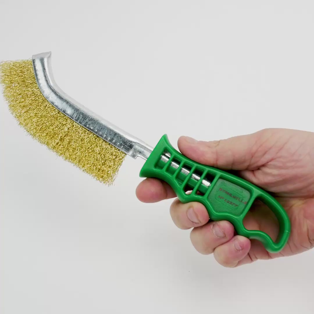 Load video: Stahlwille 12377 Brass Coated Steel Bristle Wire Brush