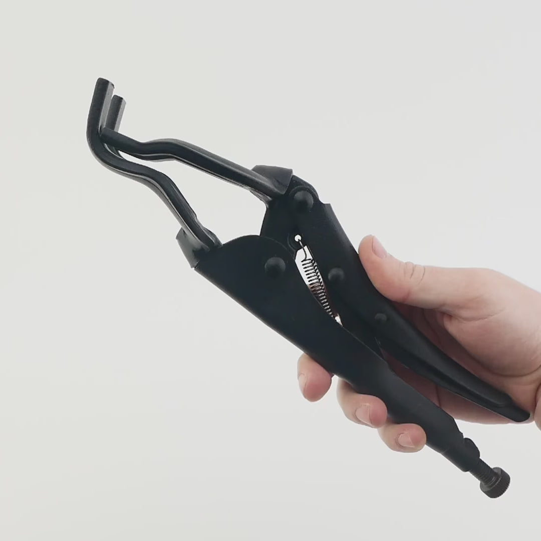 Load video: NWS 11" Grip Pliers for Tubes - Atramentized - Plastic Grip