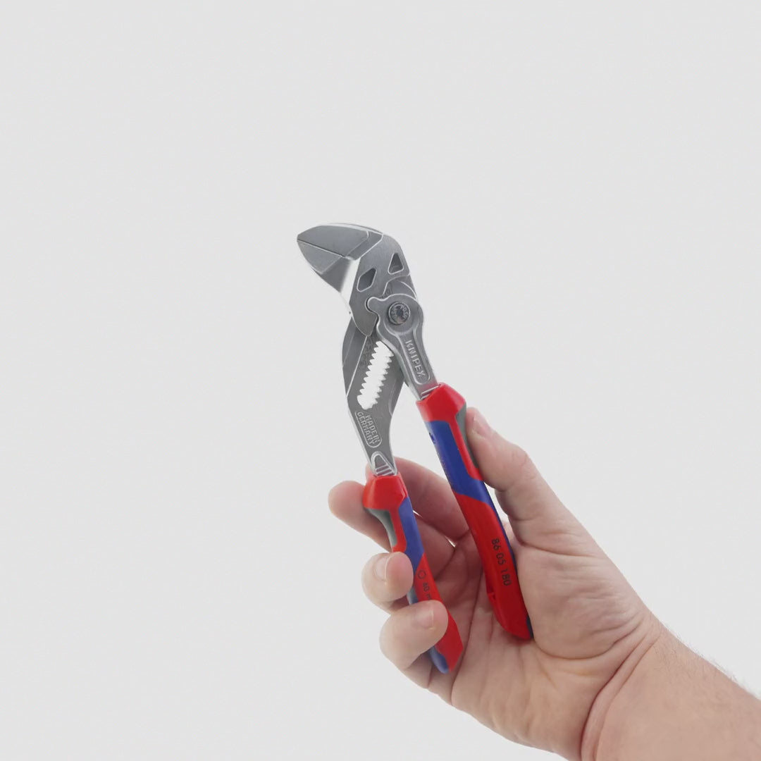 Load video: Knipex 7" Pliers Wrench - Chrome MultiGrip