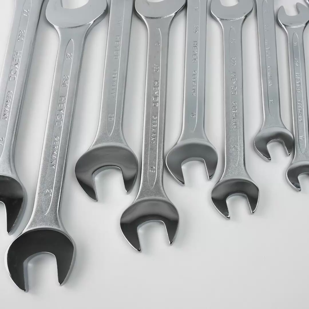Load video: Heyco Metric Open End Wrench Set, 10 Pieces