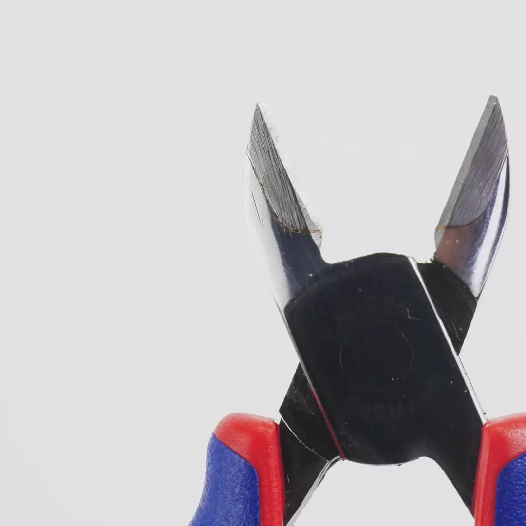 Load video: Knipex 5.3" Electronics Diagonal Cutters Carbide Metal Cutting Edges - MultiGrip