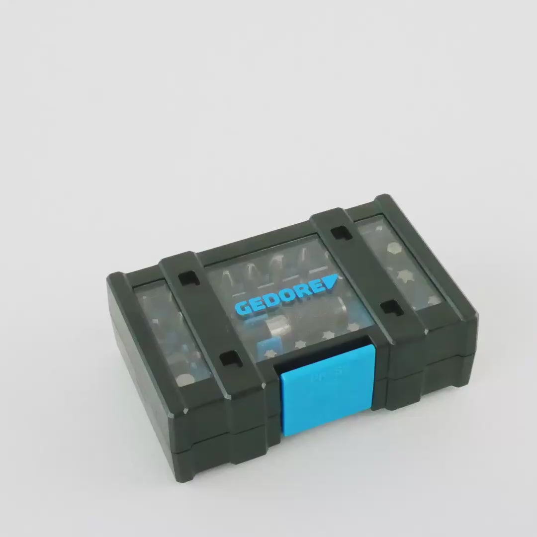 Load video: Gedore 666-032-A Bit Box Allround - 32 Piece Bit Set