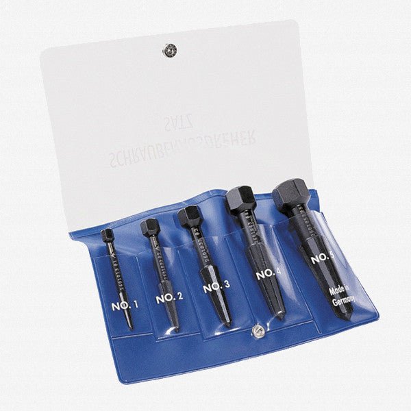 Rennsteig Double Edged Screw Extractor 5 Piece Set + Pouch (Size 1 - 5) - 9R4719003 - KC Tool