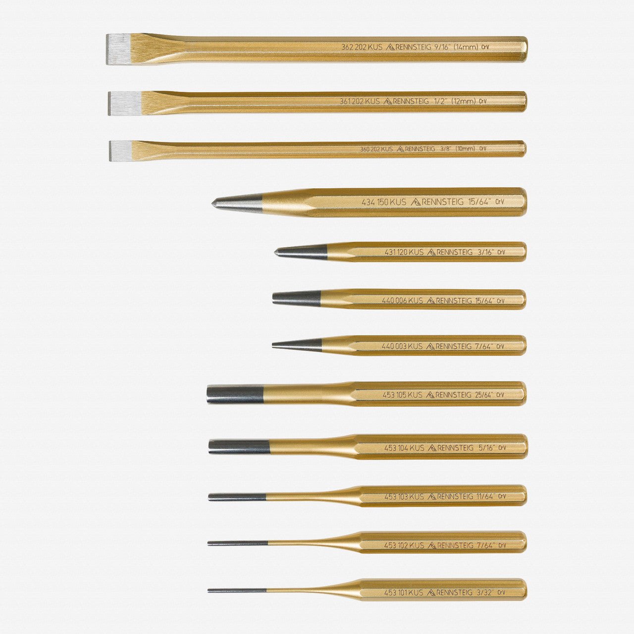 Rennsteig Punch and Chisel Set, 12 Pieces - 9R400012 - KC Tool